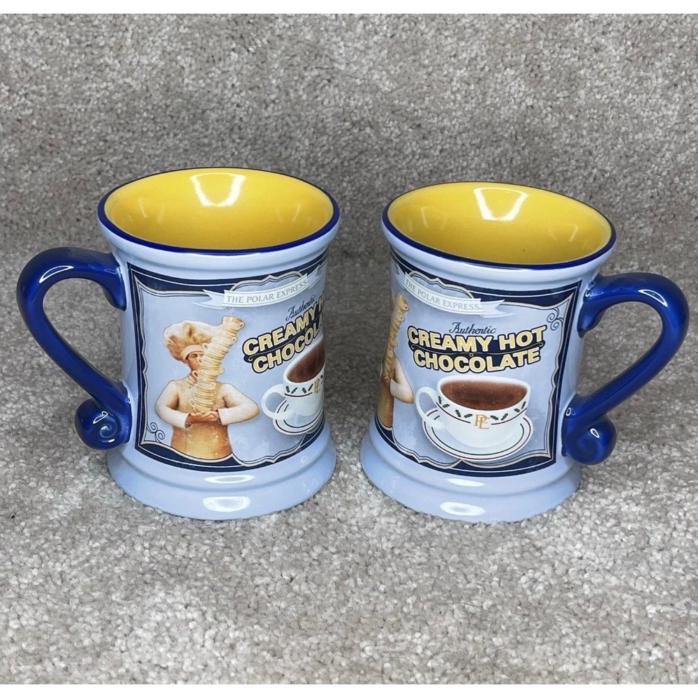 The Polar Express Coffee Mug Set Blue Excellent Hot Chocolate Cup Warner Bros